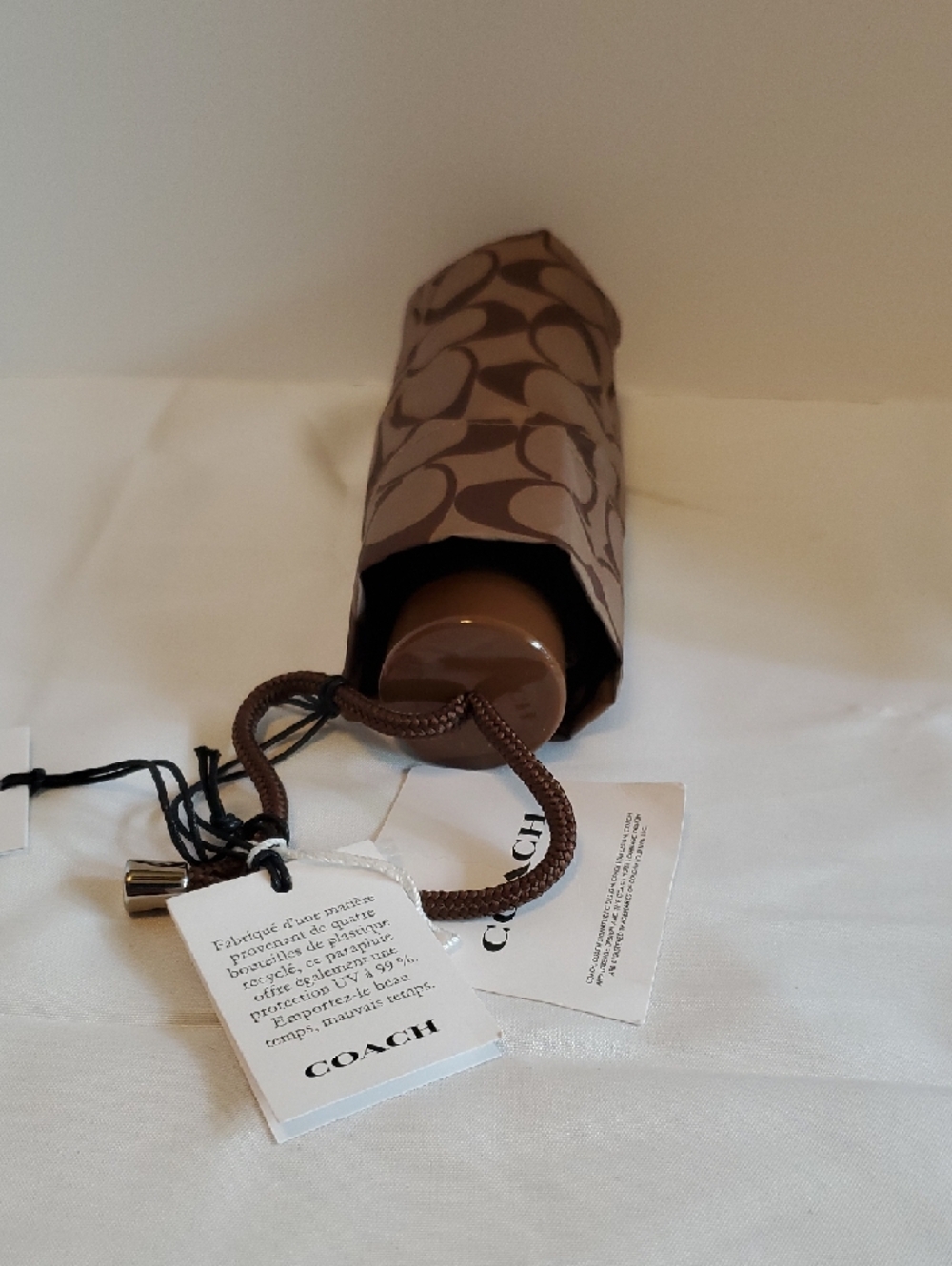 Coach Brown Signature Compact Umbrella - Picture 2 of 10